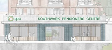 Sketch of new Southwark Pensioners Centre in Camberwell 
